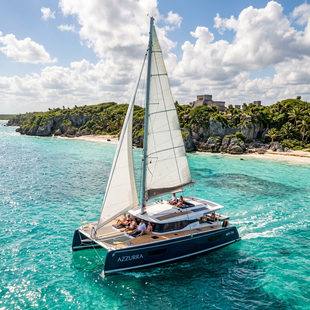 Catamaran cruising Mexican Caribbean